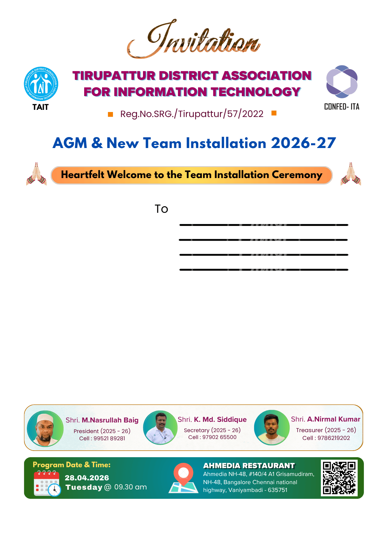 Invitation card — AGM 2026–27