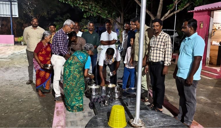 Members at the food distribution drive